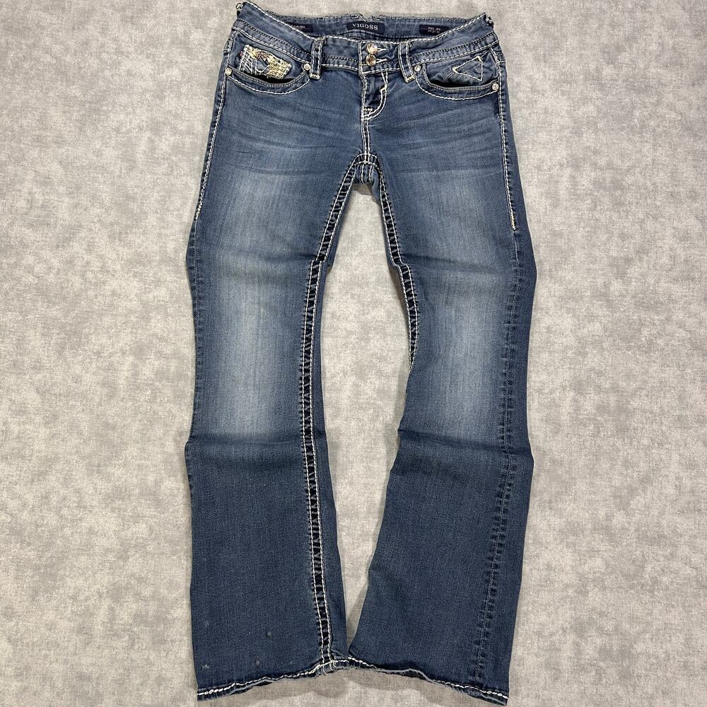 Vigoss The Chelsea Boot Cut Jeans 28x33 Y2K Low Rise Embroidered Rhinestone